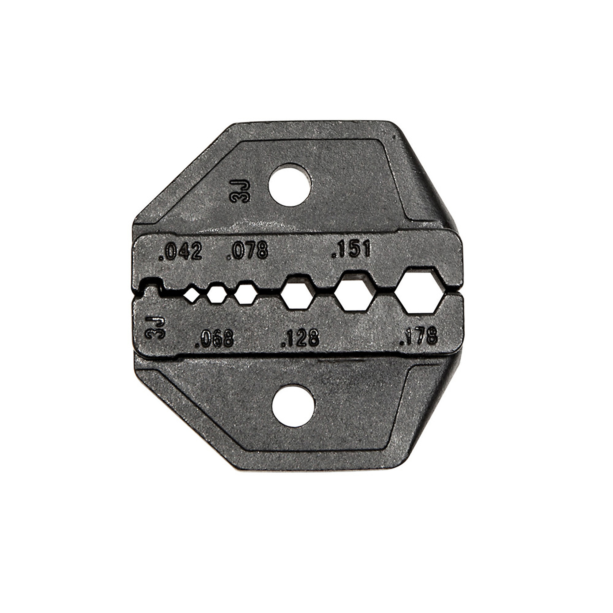 Klein Tools, Die Set for RG174/179/Belden 8218 and Fiber Optic, Pieces (qty.) 2 Measurement Standard Standard (SAE), Model# VDV201-042